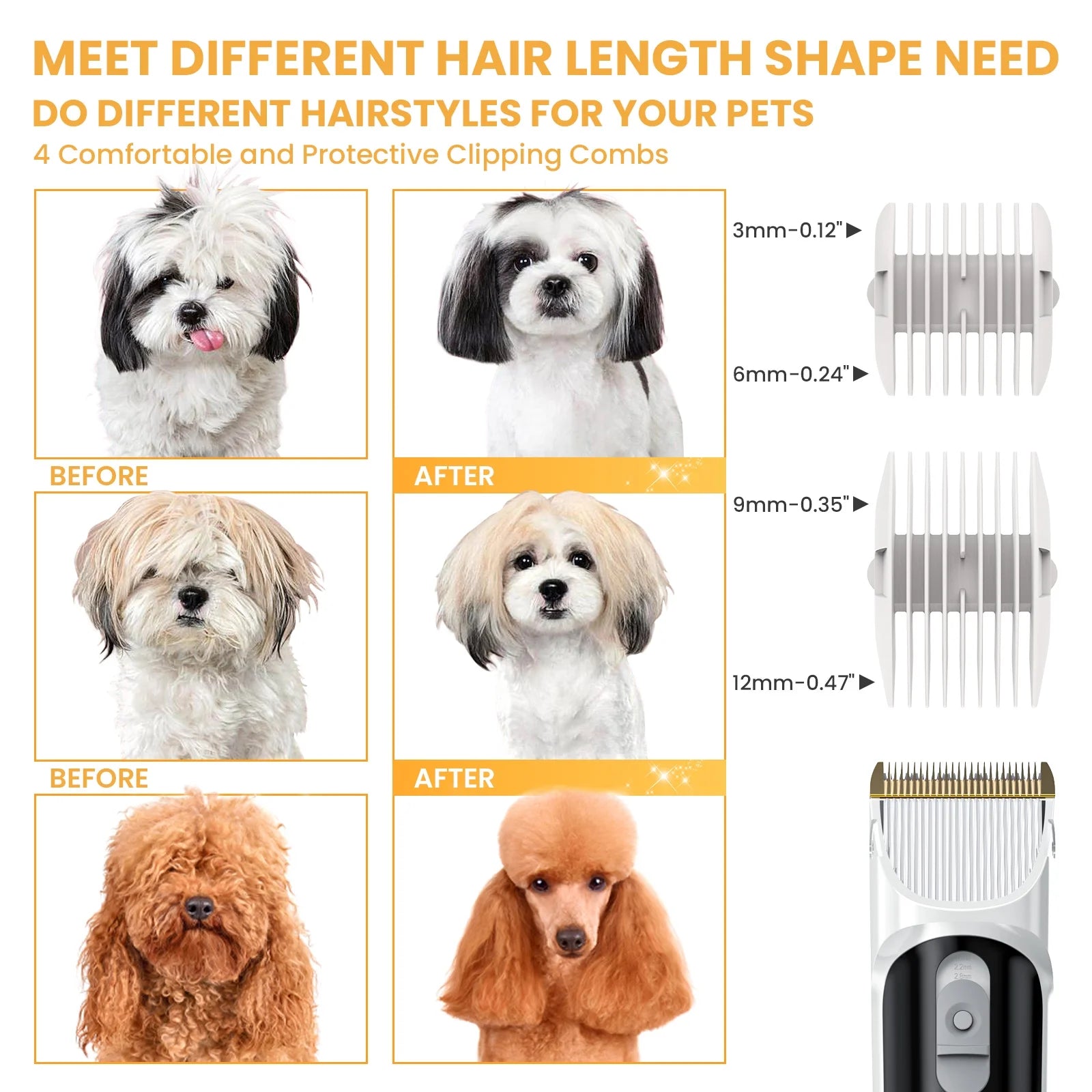 Professional Pet Grooming Vacuum for Dogs and Cats, 13000Pa Suction Power, 5-in-1 Grooming Kit with Low Noise, 2.5L Dust Cup, Wireless Clippers, and Deshedding Brush - At-Home Pet Hair Cleaning Solution
