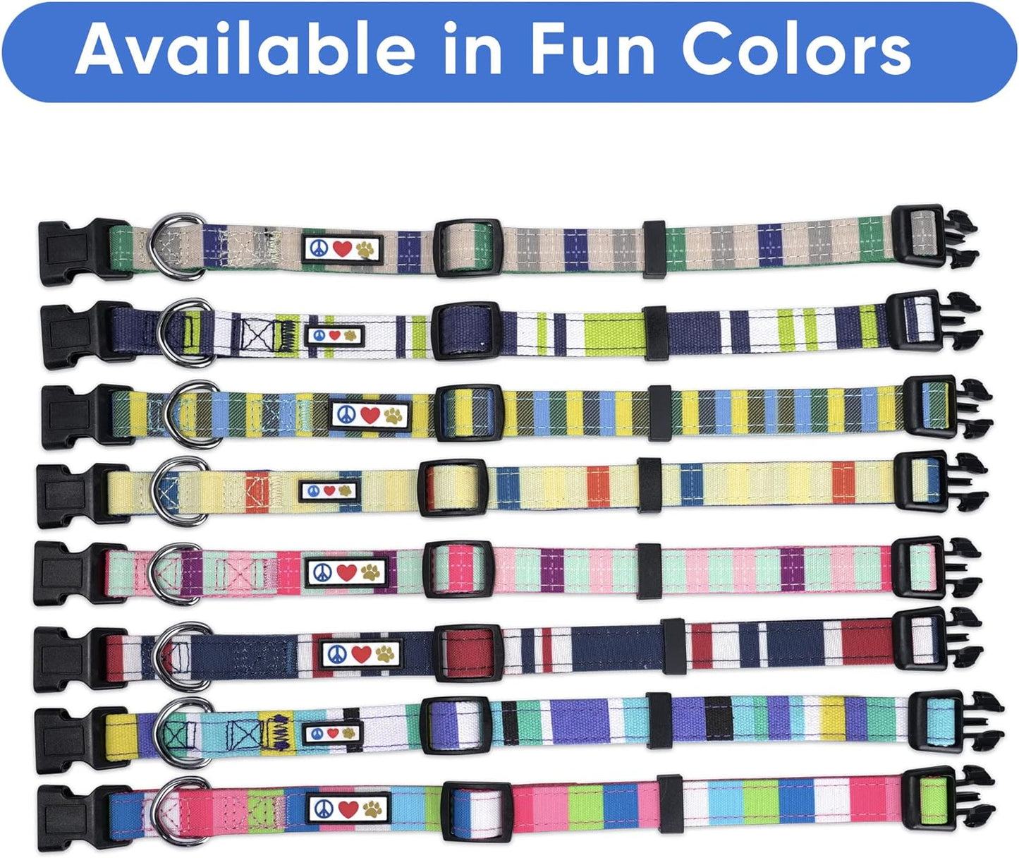 Personalized Adjustable Nylon Dog Collar with Embroidery - Custom Pet Name & Phone Number - Available in Small Green, White, and Blue