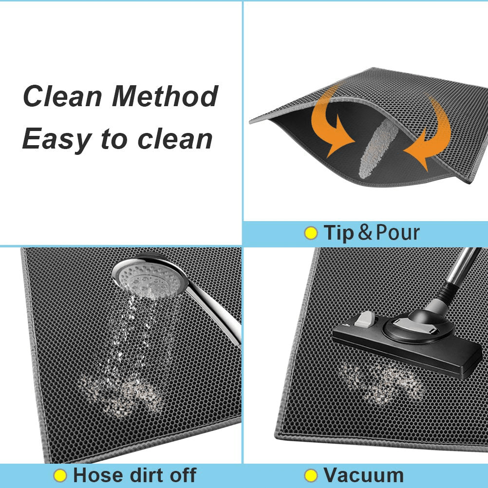 Double Layer Waterproof Cat Litter Mat with Honeycomb Design - Non-Slip EVA Pad for Easy Cleaning and Filtration