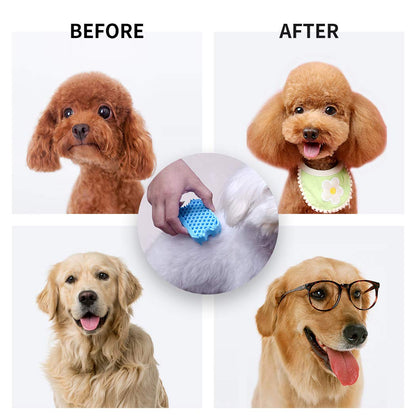 Silicone Dual-Sided Pet Grooming Brush for De-Shedding and Massaging - Suitable for Dogs, Puppies, and Cats (Blue)