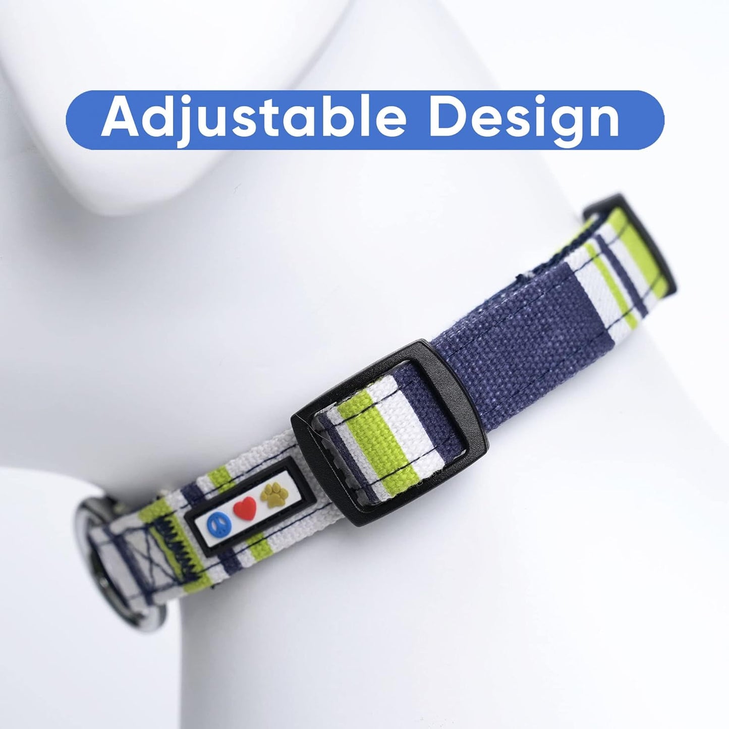 Personalized Adjustable Nylon Dog Collar with Embroidery - Custom Pet Name & Phone Number - Available in Small Green, White, and Blue