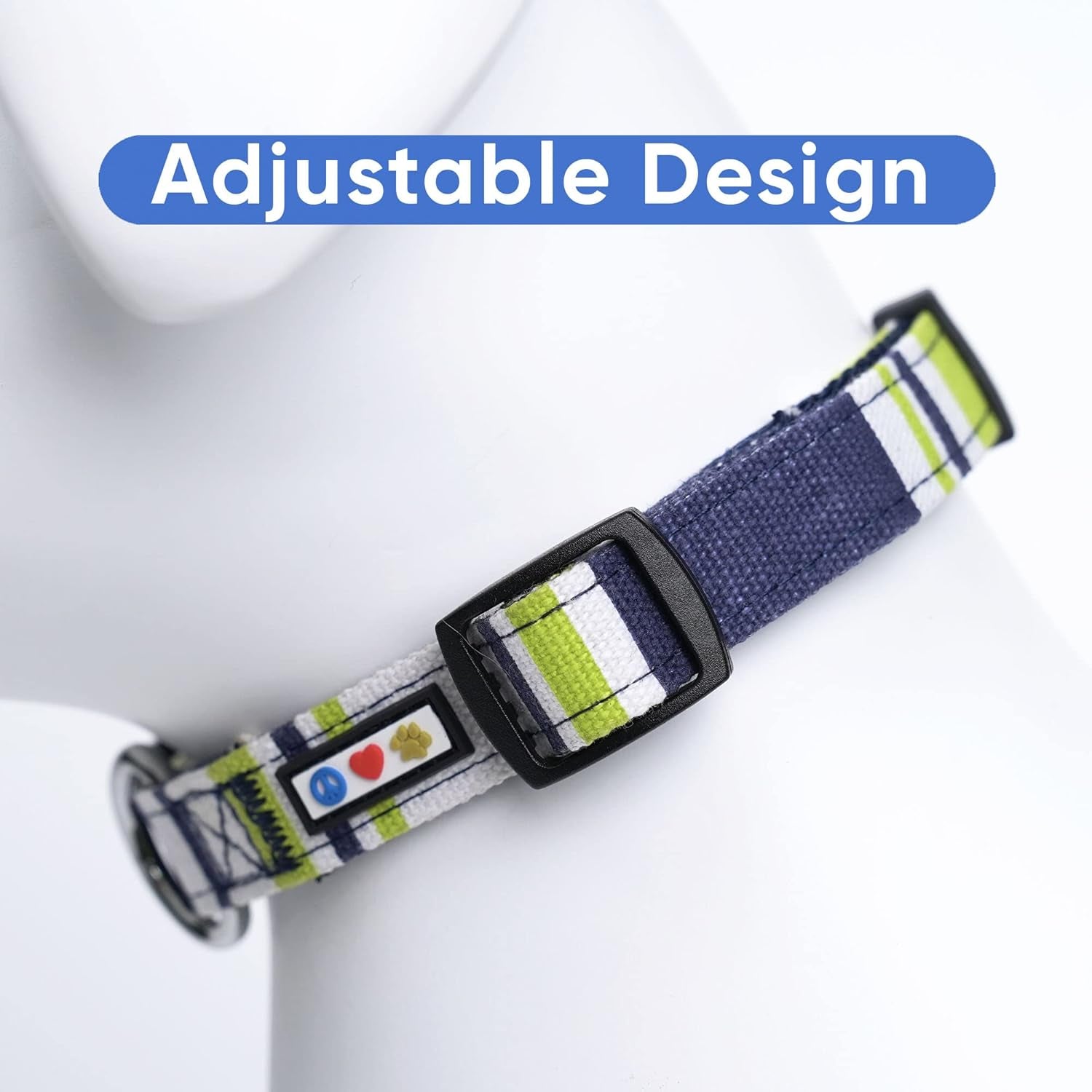 Personalized Adjustable Nylon Dog Collar with Embroidery - Custom Pet Name & Phone Number - Available in Small Green, White, and Blue