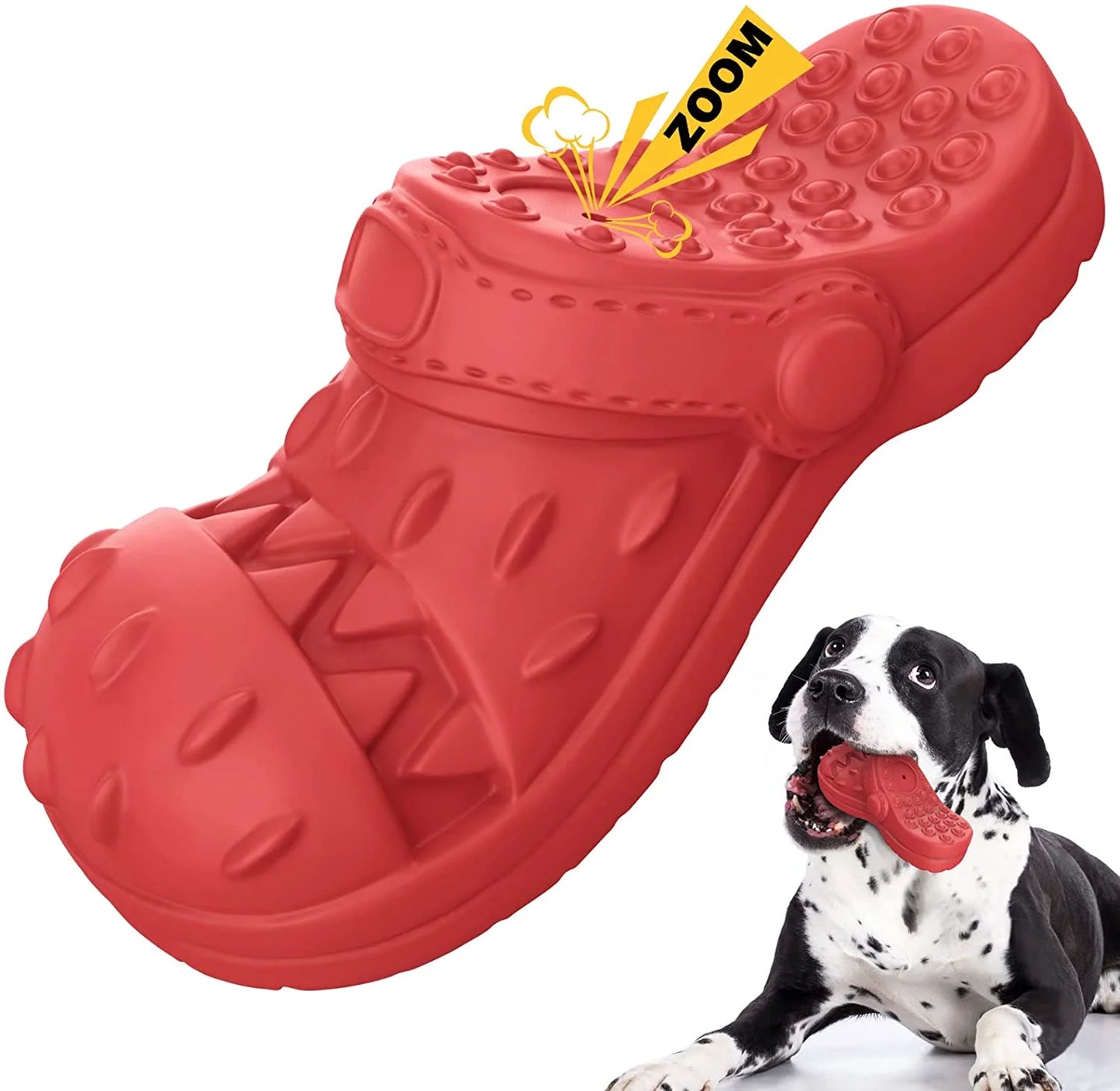 Large Dog Chew Toy - Durable Squeaky Toy for Aggressive Chewers, Made from 100% Safe Natural Soft Rubber with Beef Flavor