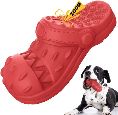 Large Dog Chew Toy - Durable Squeaky Toy for Aggressive Chewers, Made from 100% Safe Natural Soft Rubber with Beef Flavor