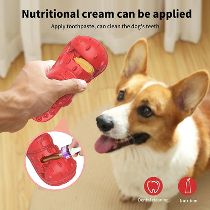 Large Dog Chew Toy - Durable Squeaky Toy for Aggressive Chewers, Made from 100% Safe Natural Soft Rubber with Beef Flavor