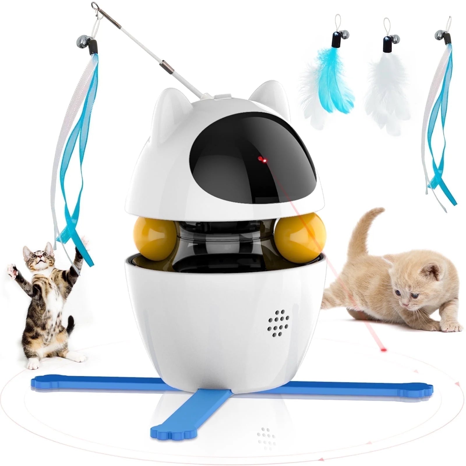 Automatic 3-in-1 Interactive Indoor Cat Toy with Laser and Feather Features