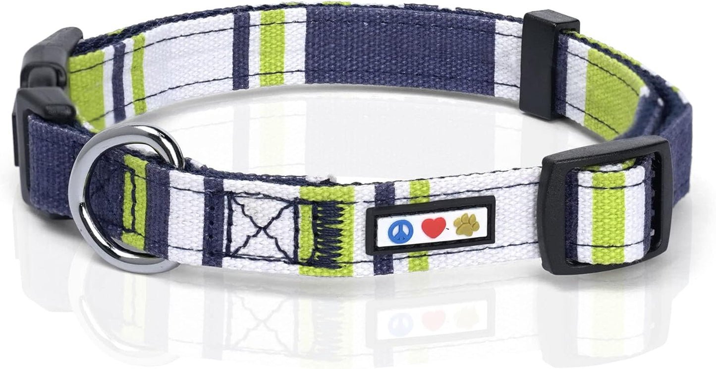 Personalized Adjustable Nylon Dog Collar with Embroidery - Custom Pet Name & Phone Number - Available in Small Green, White, and Blue
