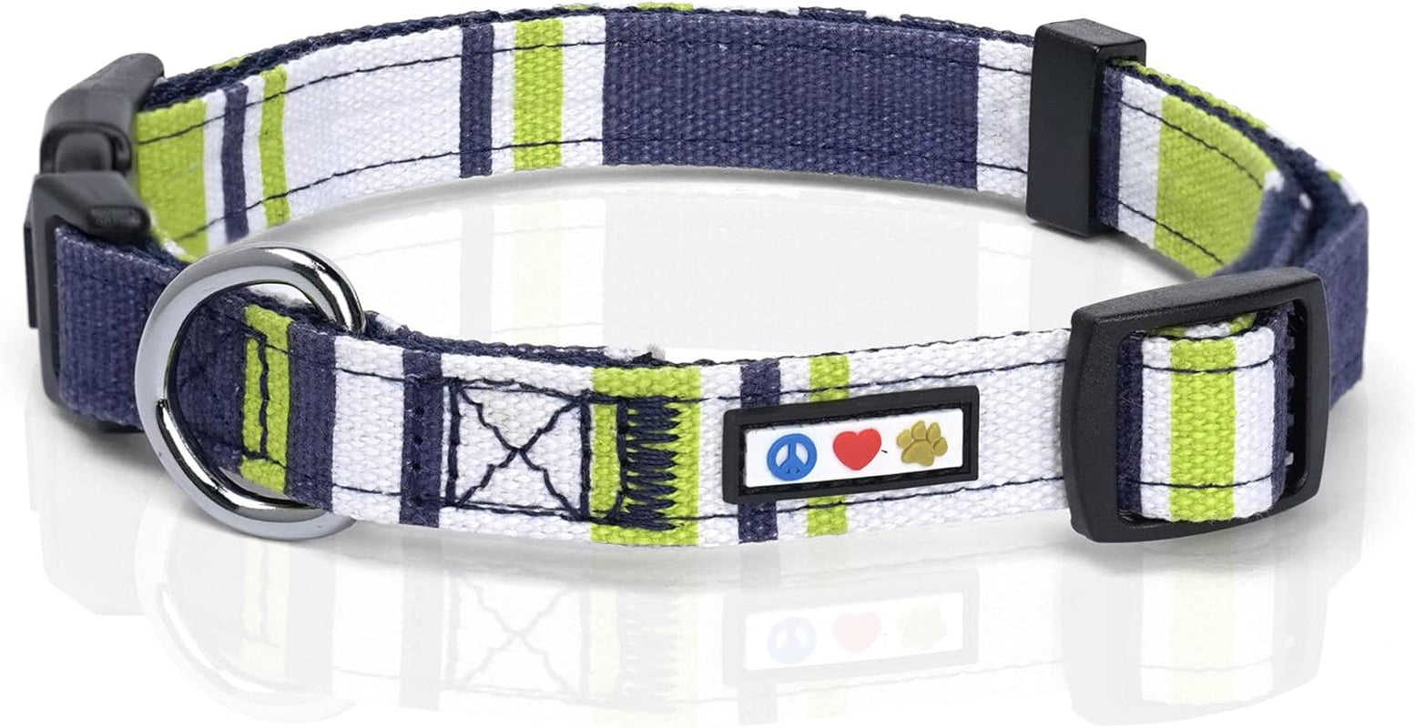 Personalized Adjustable Nylon Dog Collar with Embroidery - Custom Pet Name & Phone Number - Available in Small Green, White, and Blue