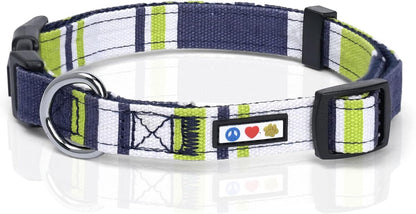 Personalized Adjustable Nylon Dog Collar with Embroidery - Custom Pet Name & Phone Number - Available in Small Green, White, and Blue