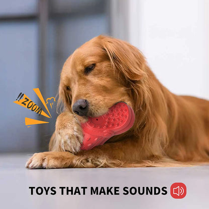 Large Dog Chew Toy - Durable Squeaky Toy for Aggressive Chewers, Made from 100% Safe Natural Soft Rubber with Beef Flavor