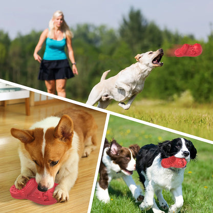 Large Dog Chew Toy - Durable Squeaky Toy for Aggressive Chewers, Made from 100% Safe Natural Soft Rubber with Beef Flavor