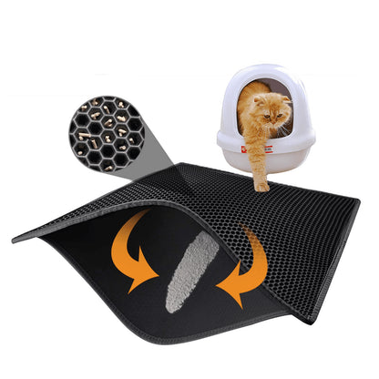 Double Layer Waterproof Cat Litter Mat with Honeycomb Design - Non-Slip EVA Pad for Easy Cleaning and Filtration