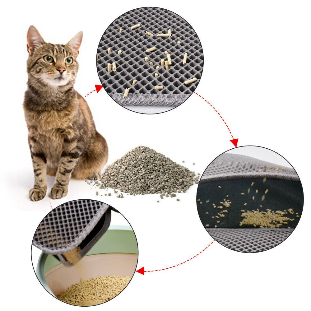 Double Layer Waterproof Cat Litter Mat with Honeycomb Design - Non-Slip EVA Pad for Easy Cleaning and Filtration