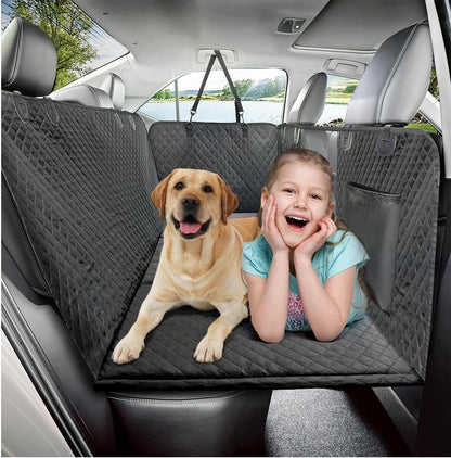 Premium Dog Car Seat Cover and Hammock for Backseat Protection in Cars, Trucks, and SUVs - Durable Hard Bottom Design