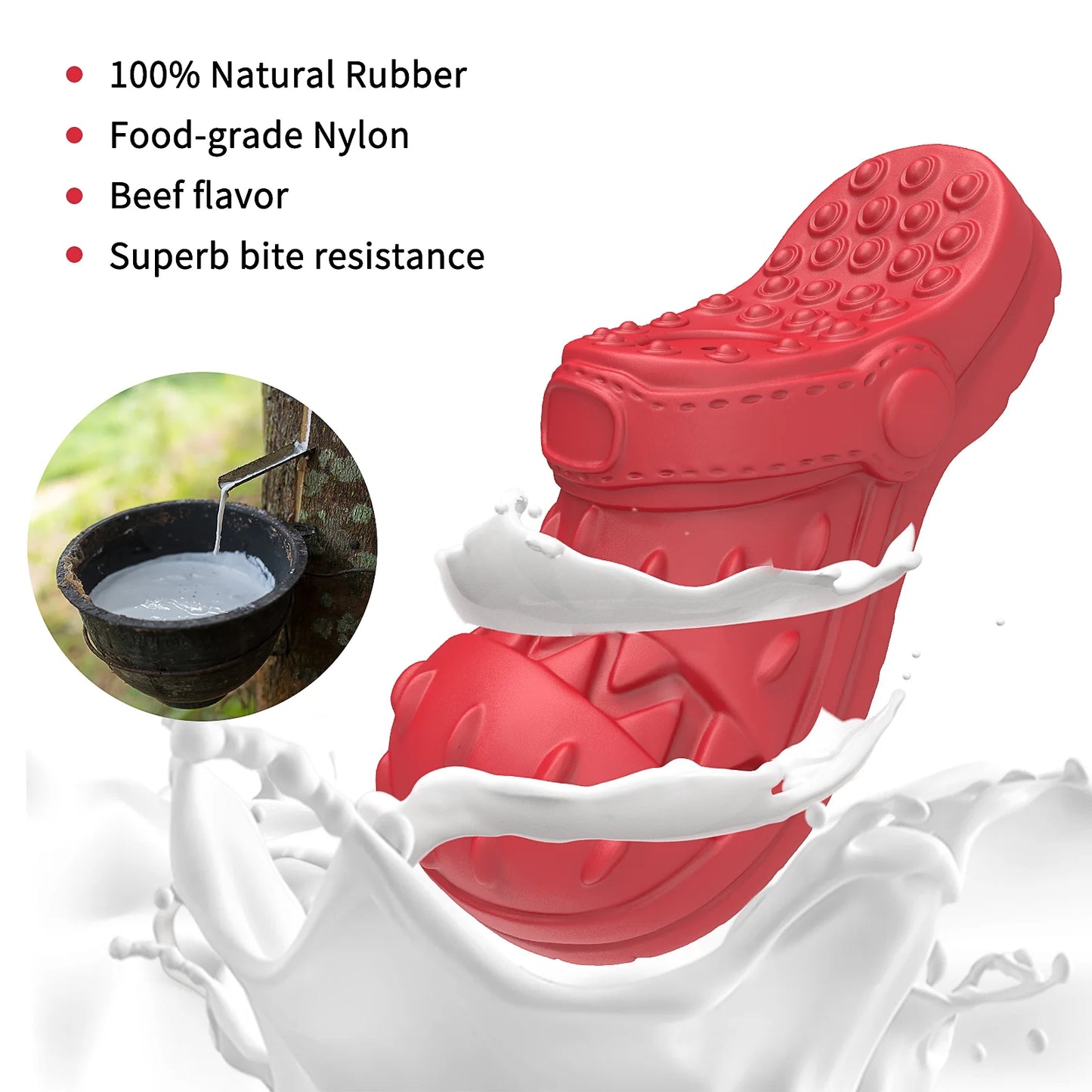 Large Dog Chew Toy - Durable Squeaky Toy for Aggressive Chewers, Made from 100% Safe Natural Soft Rubber with Beef Flavor