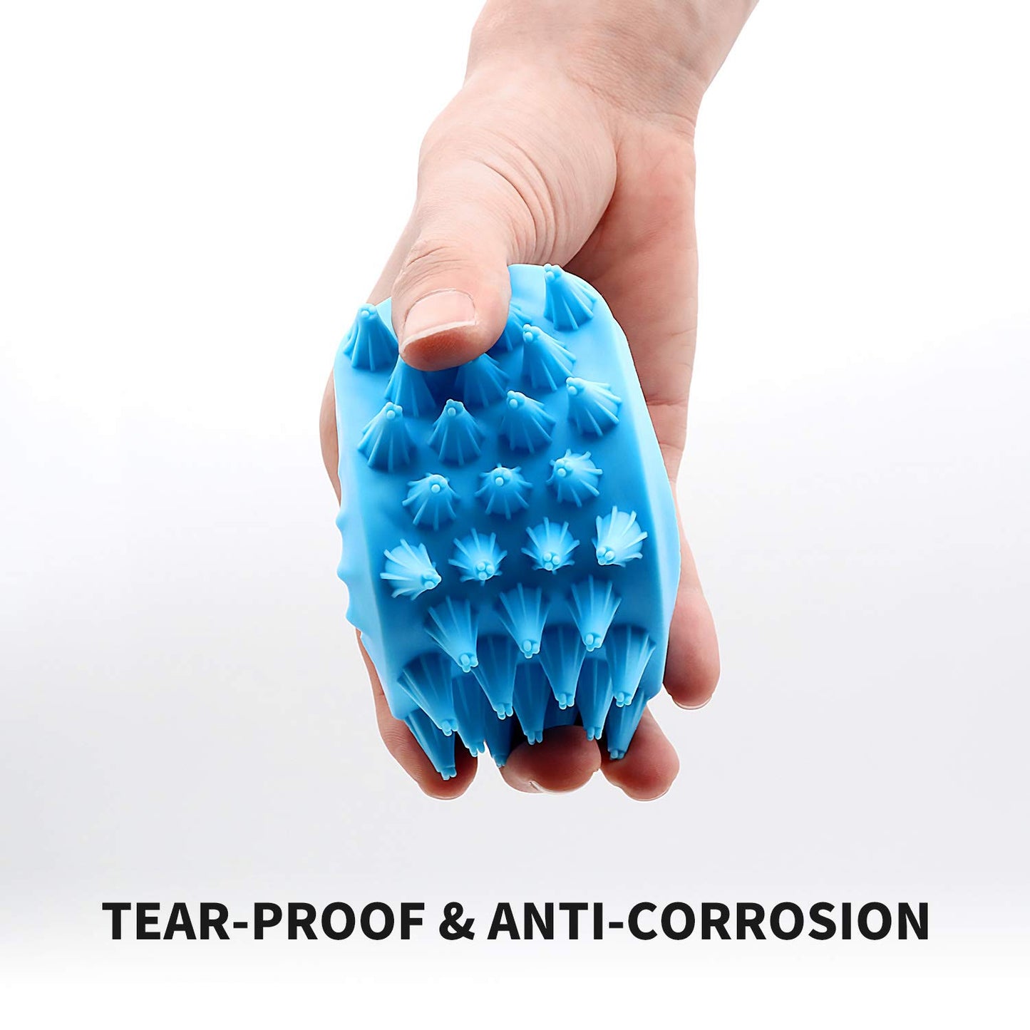 Silicone Dual-Sided Pet Grooming Brush for De-Shedding and Massaging - Suitable for Dogs, Puppies, and Cats (Blue)