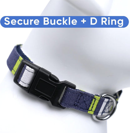 Personalized Adjustable Nylon Dog Collar with Embroidery - Custom Pet Name & Phone Number - Available in Small Green, White, and Blue